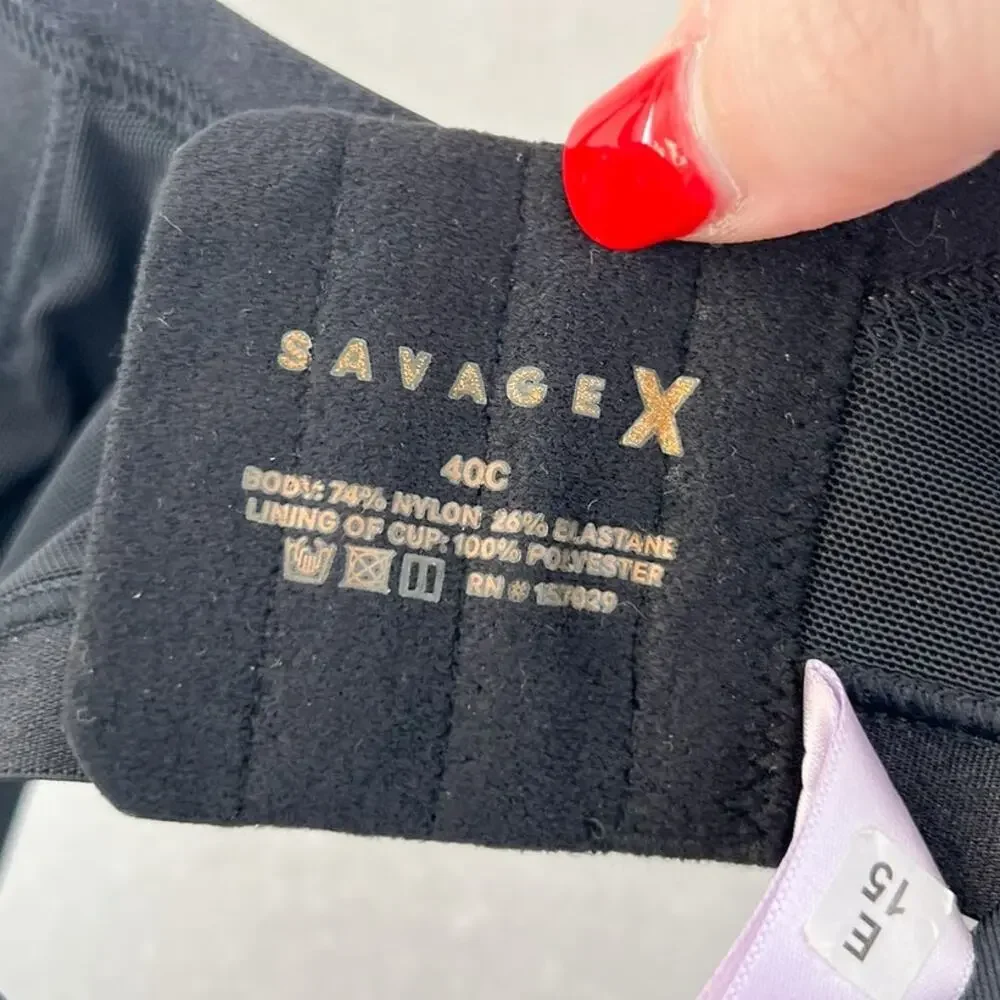 Savage X Fenty Black Lightly Lined Underwire Bra 40C Casual Everyday Bra